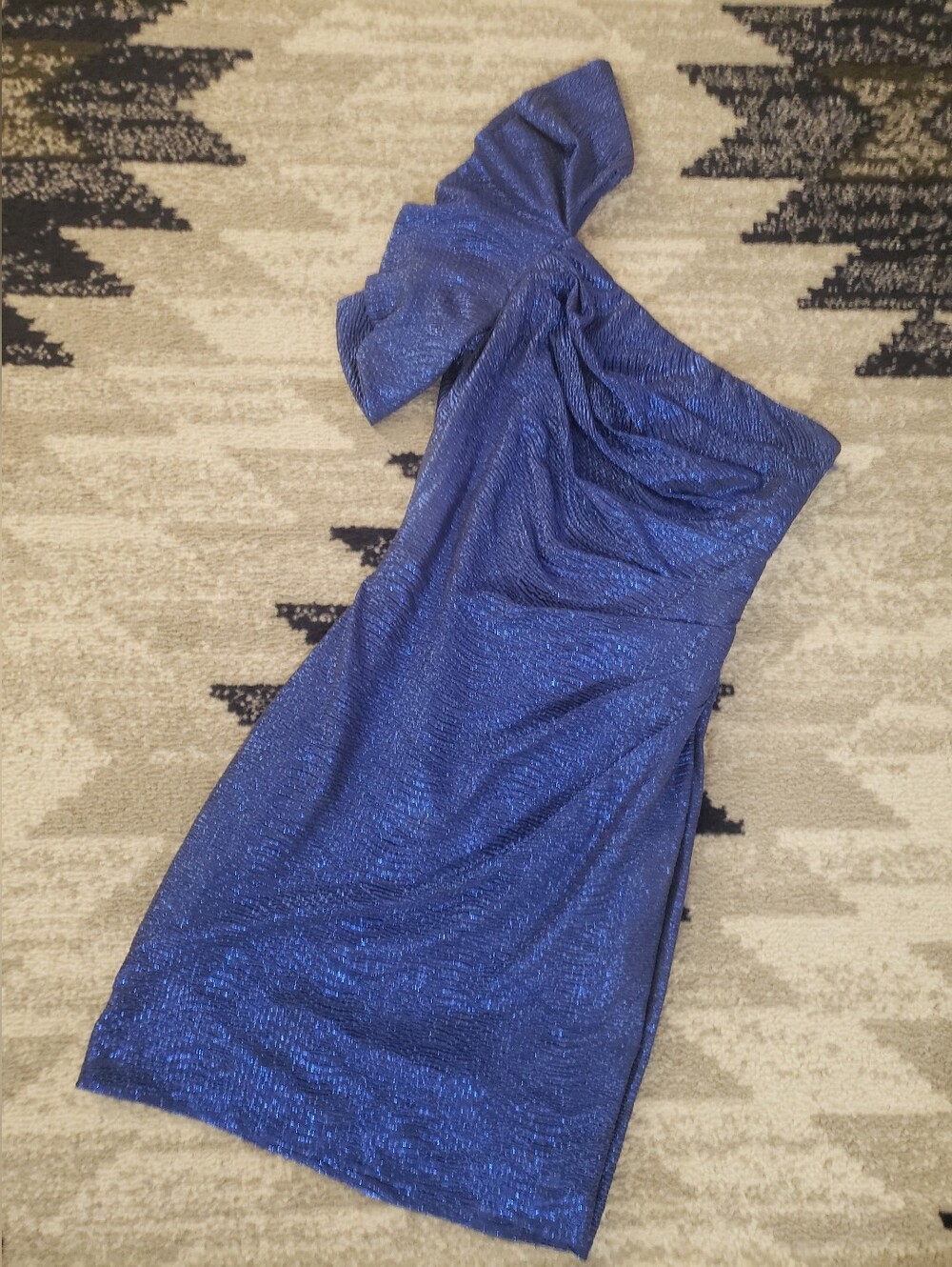 Hailey Logan One-Shoulder Shimmering Royal Blue Dress
